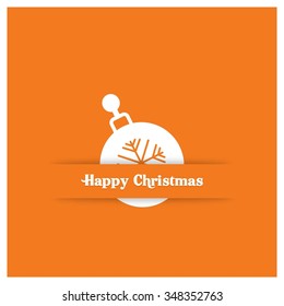Christmas Ornament balls Greeting card. Christmas New Year Flat icon card illustration. Decorative Holiday Winter orange backgrounds. Vector illustration