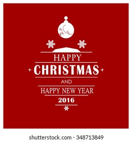 Christmas Ornament balls Greeting card. Christmas New Year Flat icon card illustration. Decorative Holiday Winter backgrounds. Vector illustration