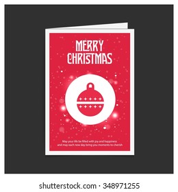 Christmas Ornament balls Greeting card. Christmas New Year Flat icon card illustration. Decorative Holiday Winter backgrounds. Vector illustration