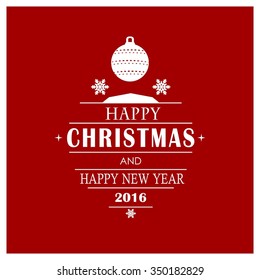 Christmas Ornament balls Greeting card. Christmas New Year Flat icon card illustration. Decorative Holiday Winter backgrounds. Vector illustration
