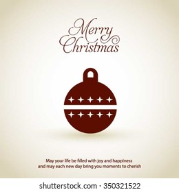 Christmas Ornament balls Greeting card. Christmas New Year Flat icon card illustration. Decorative Holiday Winter backgrounds. Vector illustration