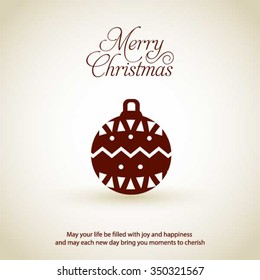 Christmas Ornament balls Greeting card. Christmas New Year Flat icon card illustration. Decorative Holiday Winter backgrounds. Vector illustration