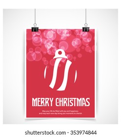 Christmas Ornament balls Greeting card. Christmas New Year Flat icon card illustration. Decorative Holiday Winter backgrounds. Vector illustration