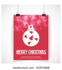 Christmas Ornament balls Greeting card. Christmas New Year Flat icon card illustration. Decorative Holiday Winter backgrounds. Vector illustration