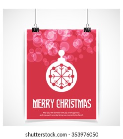 Christmas Ornament balls Greeting card. Christmas New Year Flat icon card illustration. Decorative Holiday Winter backgrounds. Vector illustration
