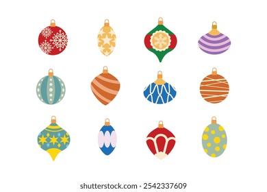 Christmas Ornament, Christmas balls. Holiday Christmas element art vector illustration.