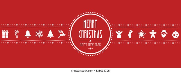 christmas ornament banner red background