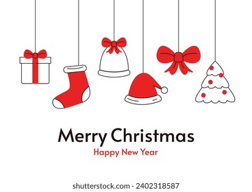 Christmas ornament with beautiful elements. Christmas icon vector set.