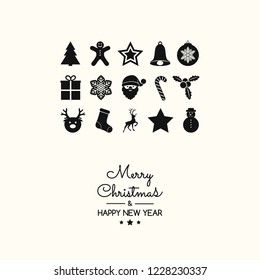 Christmas ornament with beautiful elements. Vector.