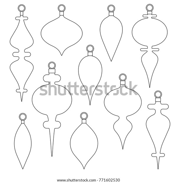 Christmas Ornament Black Outline Shapes Vector Stock Vector (Royalty ...