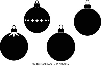 Christmas ornament collection silhouette vector.