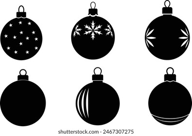 Christmas ornament collection silhouette vector.