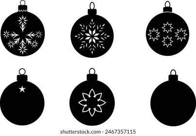 Christmas ornament collection silhouette vector.