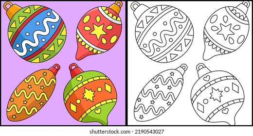 Christmas Ornament Coloring Page Illustration