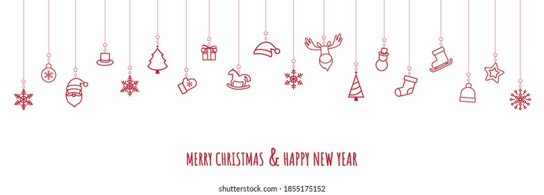 Christmas ornament with decoration elements isolated on white background. Christmas season and Happy new year season. Vector and icons illustration