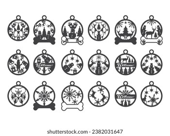 christmas ornament decoration vector collection with christmas ball flat design