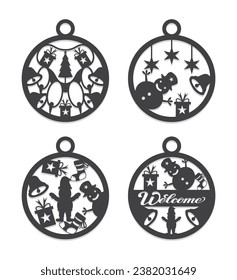 christmas ornament decoration vector collection with christmas ball flat design