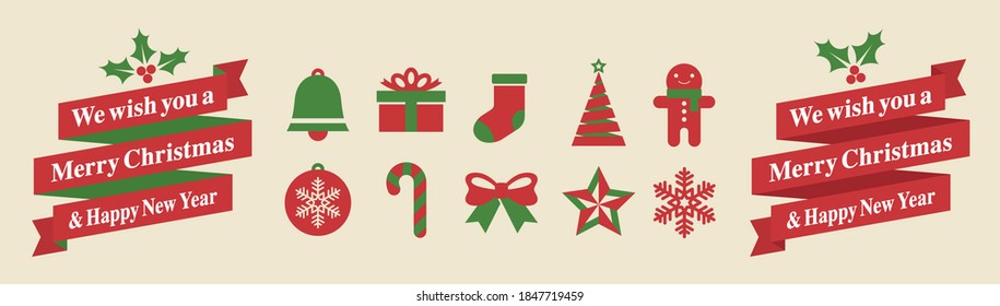 Weihnachtsschmuck-Design, Vektorset