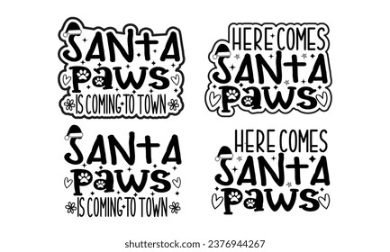 Christmas Ornament design.Santa paw bundles,Bundles Dog Bandana.