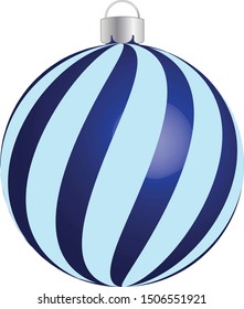 Christmas ornament with diagonal blue stripes