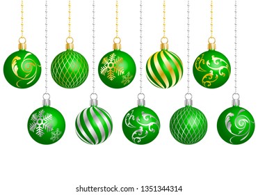 christmas ornament with different patterns green