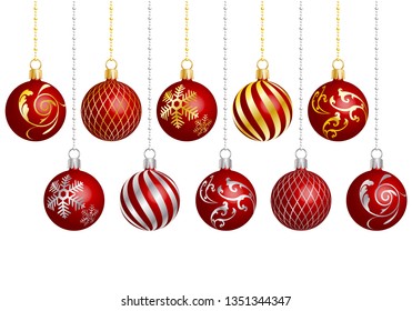 christmas ornament with different patterns red