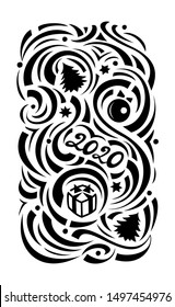 christmas ornament doodle. winter ornament plotter cutting. smooth rounded lines