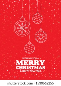 Christmas ornament elements hanging red background