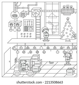 Christmas ornament factory vector illustration