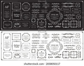 Christmas ornament, frame design. Assortment of ruled lines. Many design elements