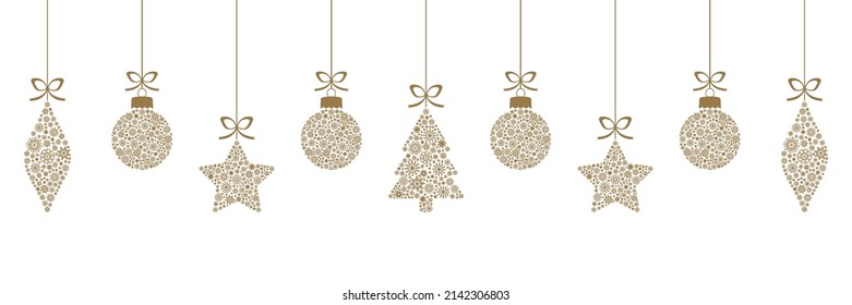 Christmas Ornament. Golden Hanging Decoration. Vector Illustration 