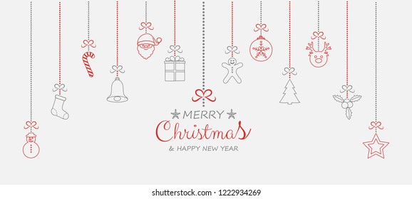 Christmas ornament with hanging elements. Vector.