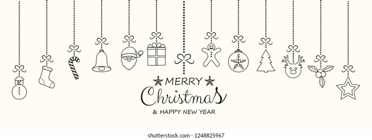 Christmas ornament with hanging elements. Vector.