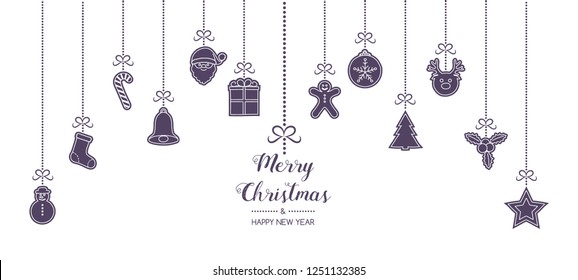 Christmas ornament with hanging elements. Vector.