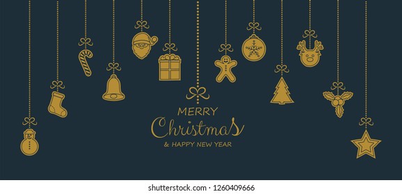 Christmas ornament with hanging elements. Vector.