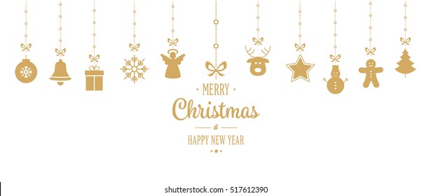 christmas ornament hanging gold isolated background