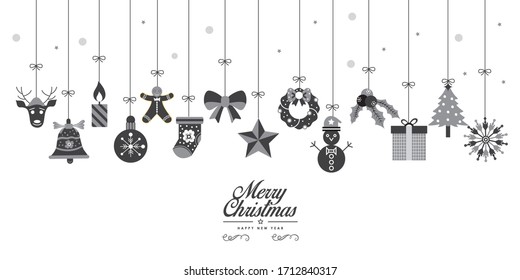 christmas ornament hanging gray isolated background