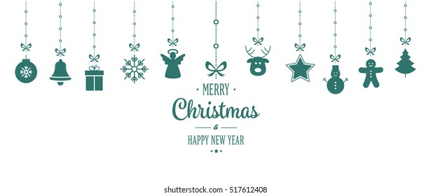 christmas ornament hanging green white background