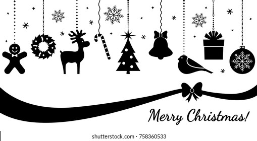 Christmas ornament hanging. greeting new year postcard isolated. flat vector illustration