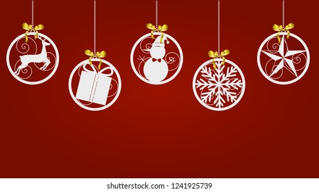 christmas ornament  hanging and red background