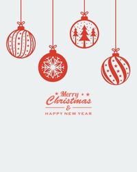Christmas Ornament Hanging Red Isolated Background Vector Illustration