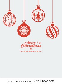 christmas ornament hanging red isolated background vector illustration - Shutterstock ID 1181061640