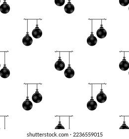 Christmas Ornament Icon Seamless Pattern, Christmas Bulb Bubble Decoration, Festoon To Christmas Tree Vector Art Illustration