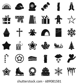 Christmas ornament icons set. Simple style of 36 christmas ornament vector icons for web isolated on white background