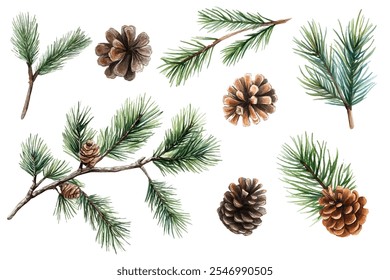 Christmas ornament illustrations in festive shapes and colors. Perfect for holiday decor, greeting cards, and seasonal designs. Adds a magical, joyful touch to any project.