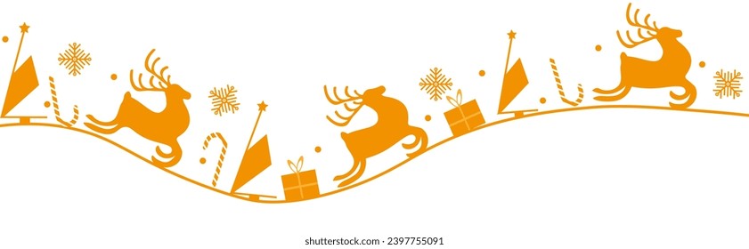 Christmas ornament isolated transparent background. XMAS banner design trendy 2024 color. Orange celebration pattern can used web, social media, poster, card cover and print. Vector art with Reindeer