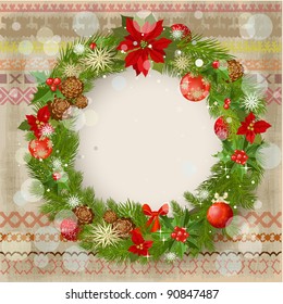 Christmas ornament on a patterned background grunge