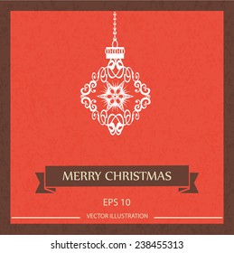 Christmas ornament on red background. vector illustration