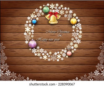 christmas ornament on wooden background