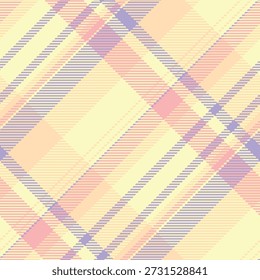 Fundo xadrez padrão de ornamento de Natal, tecido de tecido tartan de tecelagem. Verificação de textura colorida vetor sem costura na paleta de cores de sopro de luz e pêssego.